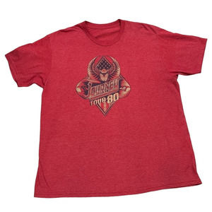 Journey Tour 80 Red Short Sleeve T-Shirt, Size L/XL (Measured)